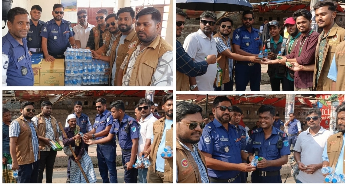 তীব্র গরমে স্বস্তির ছোঁয়া: শহরের মোড়ে মোড়ে ডিসি-এসপির ঠান্ডা পানি ও স্যালাইন বিতরণ